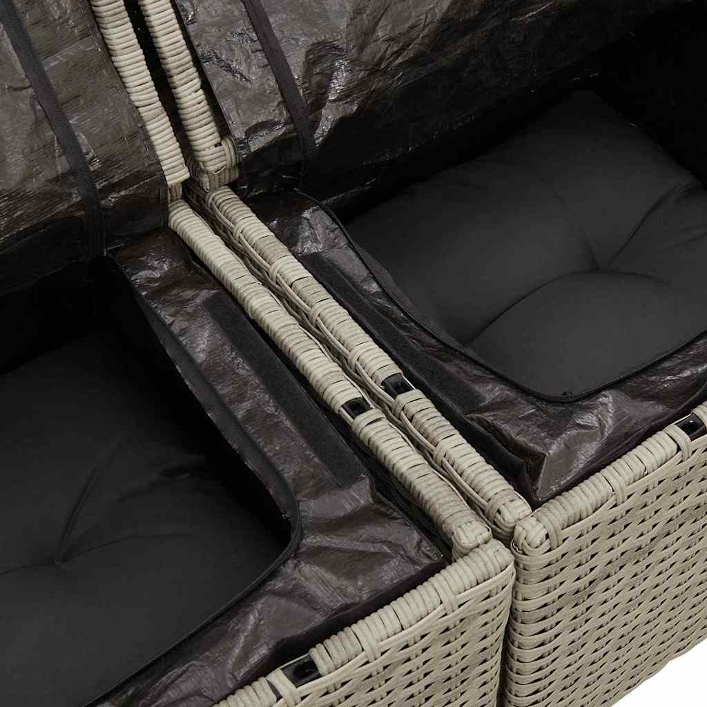 Garten-Sofa-Set mit Speicher 8 pcs Hellgrau Poly Rattan